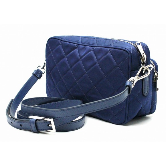 Prada Bag Shoulder Blue Royal Quilted Pouch Clutch - Picture 1 of 9